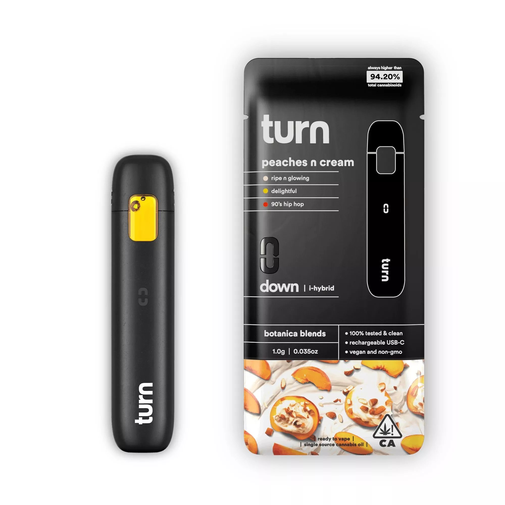 TURN DOWN BOTANICAL BLENDS READY TO USE VAPORIZER [1G] PEACHES & CREAM - 1 G