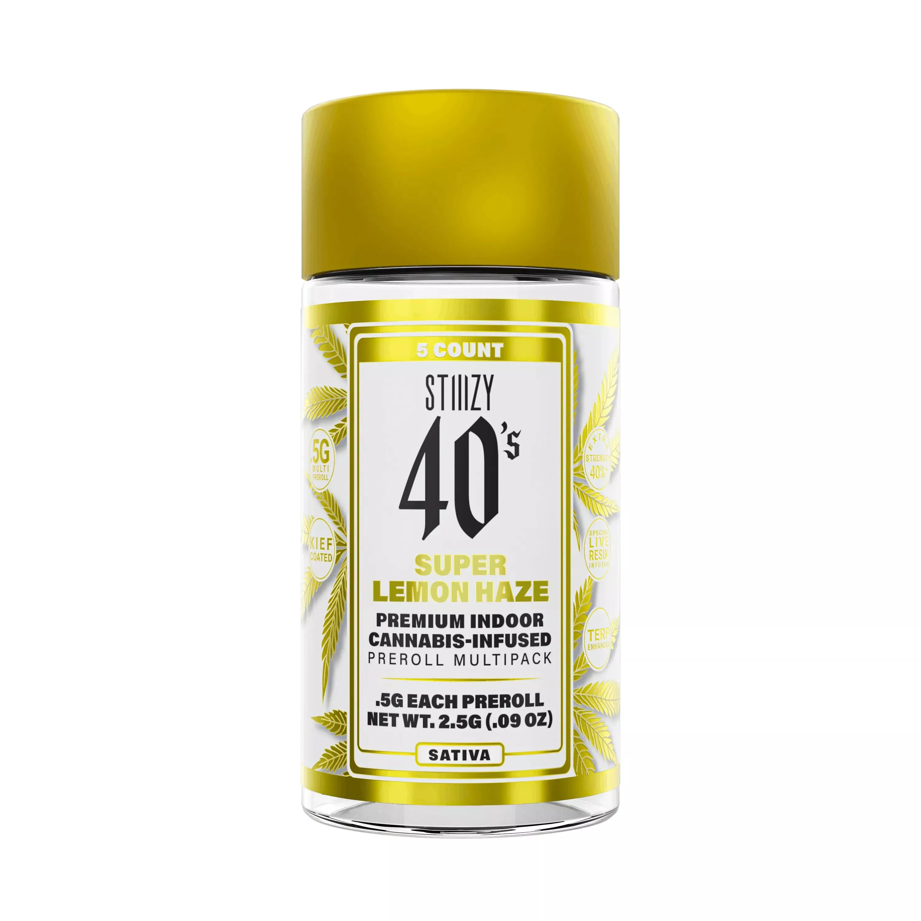 INFUSED 40'S PREROLL 5PK [2.5G] SUPER LEMON HAZE - 2.5 G - 5 PACK