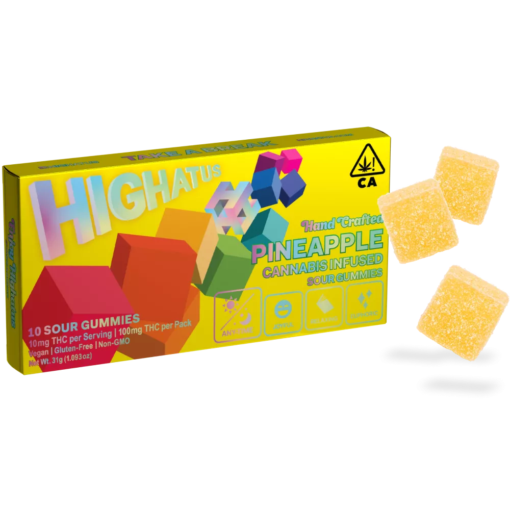 SOUR PINEAPPLE GUMMIES 10PK 100MG