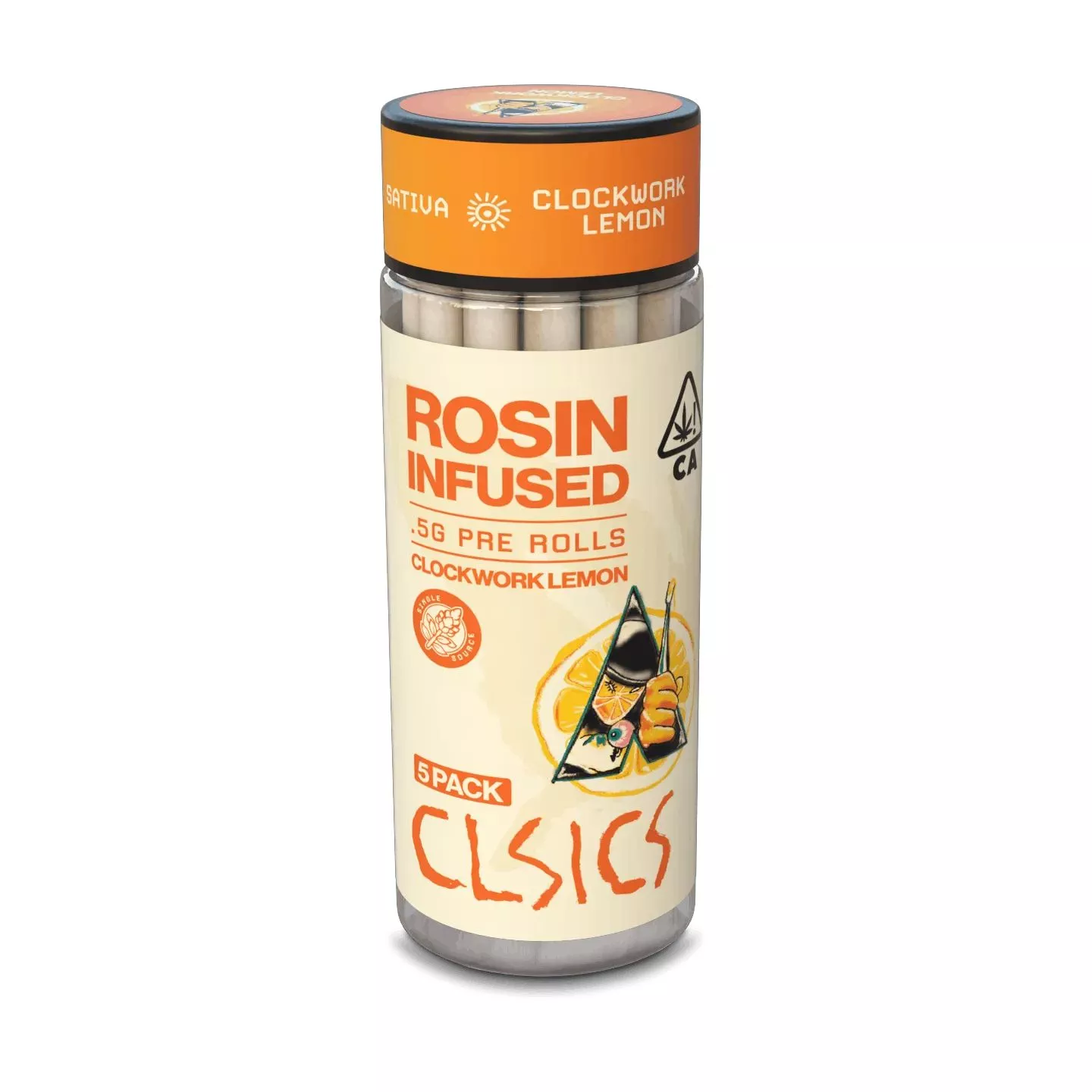 ROSIN INFUSED PREROLL 5PK [2.5G] CLOCKWORK LEMON