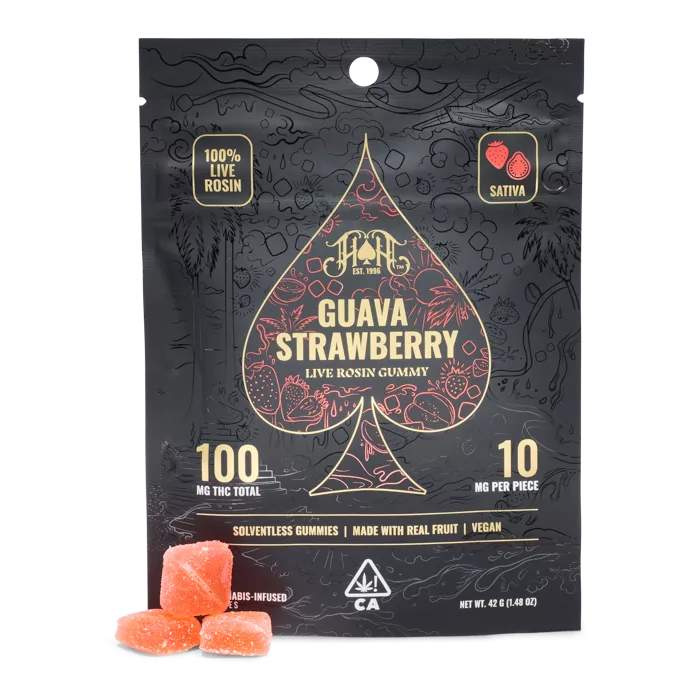 LIVE ROSIN GUMMIES 10PK [100MG] GUAVA STRAWBERRY