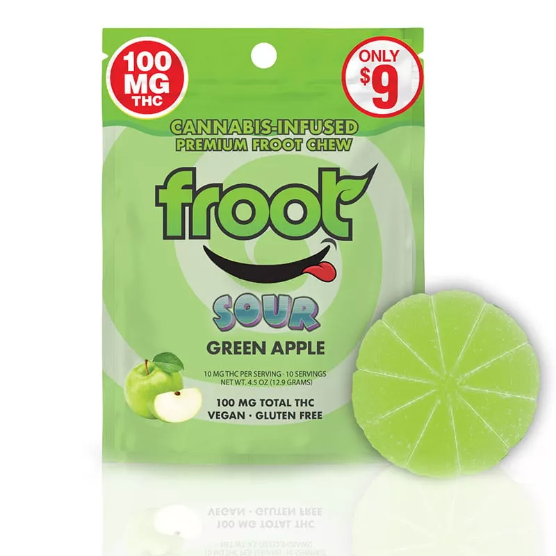 SOUR GREEN APPLE CUT TO DOSE GUMMY - 100 mg
