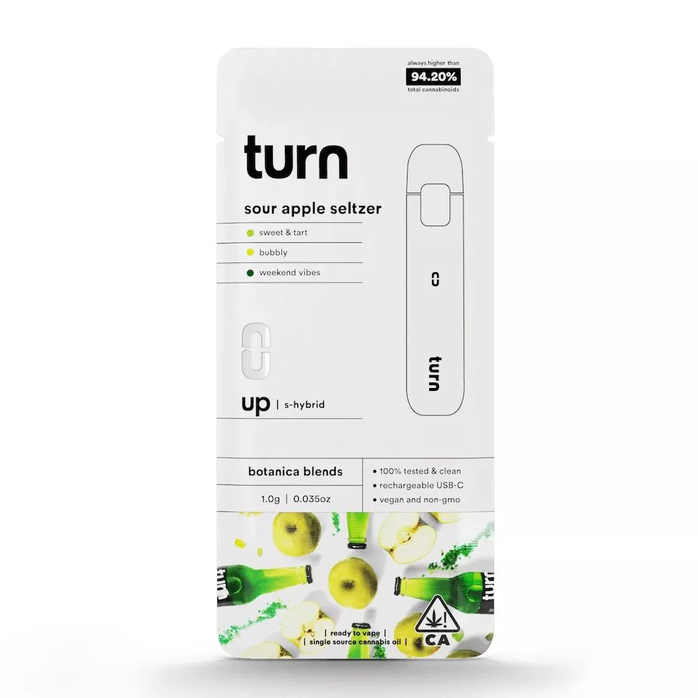 TURN UP BOTANICAL BLENDS READY TO USE VAPORIZER [1G] SOUR APPLE SELTZER product image