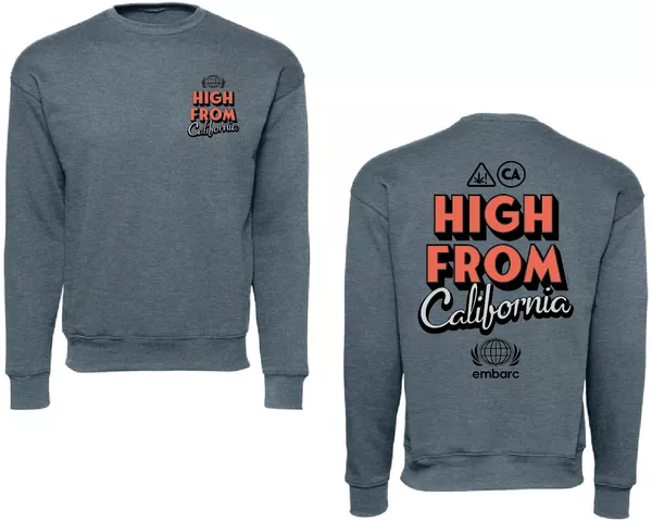HIGH FROM CALI PREMIUM SWEATSHIRT CREW BLUE [2XL]