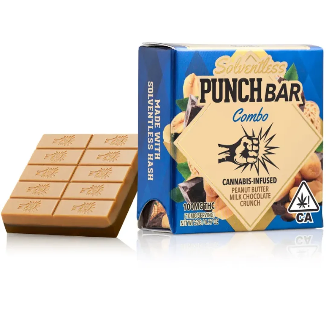 PUNCH EDIBLES - PEANUT BUTTER MILK CHOCOLATE CRUNCH SOLVENTLESS BAR 100MG
