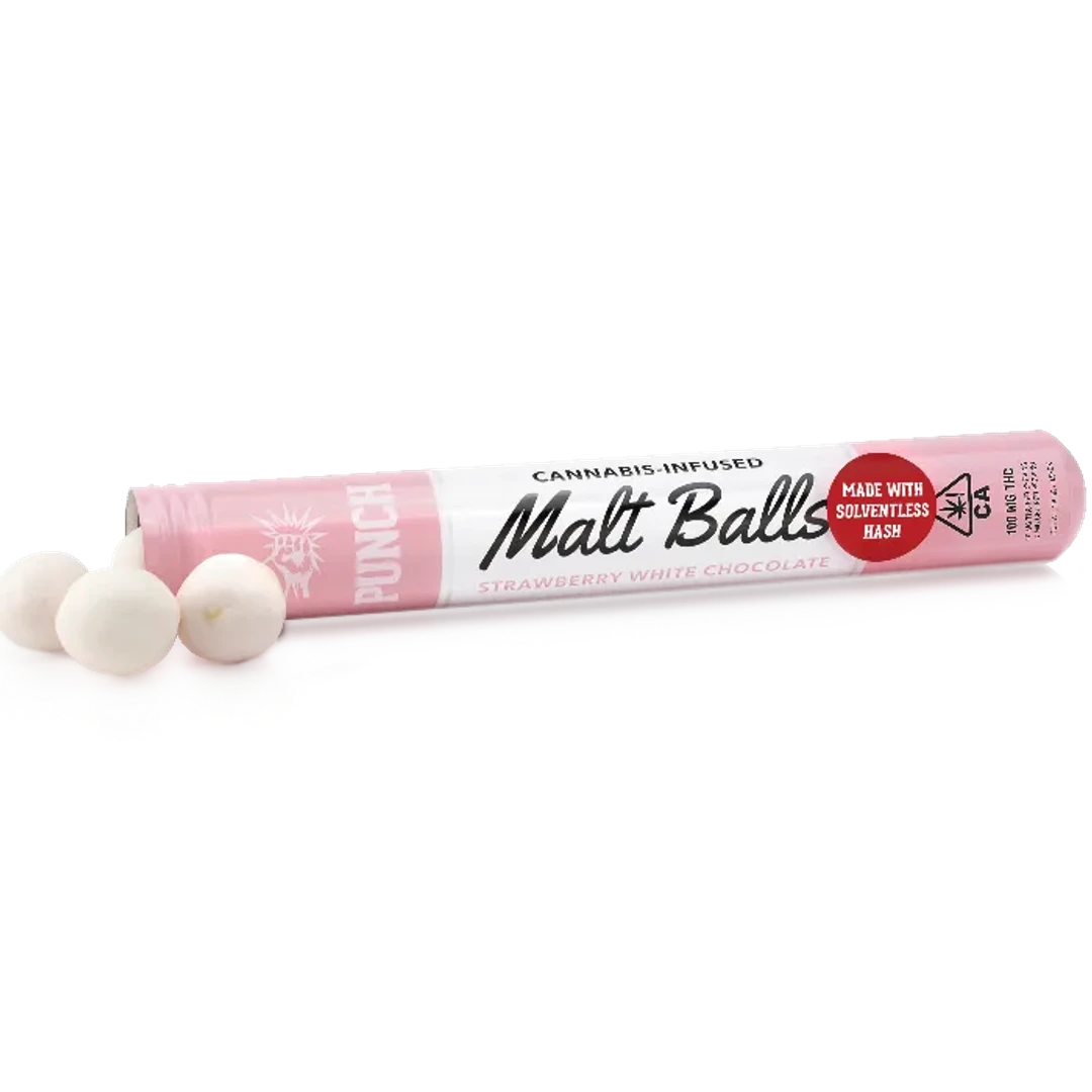 STRAWBERRY WHITE CHOCOLATE SOLVENTLESS MALT BALLS 100MG - 100 mg