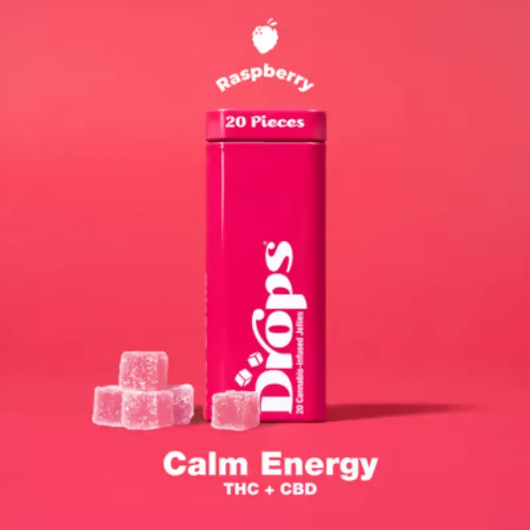 RASPBERRY CALM ENERGY 1:2 CBD:THC GUMMIES 20 PACK 100MG - 100 mg