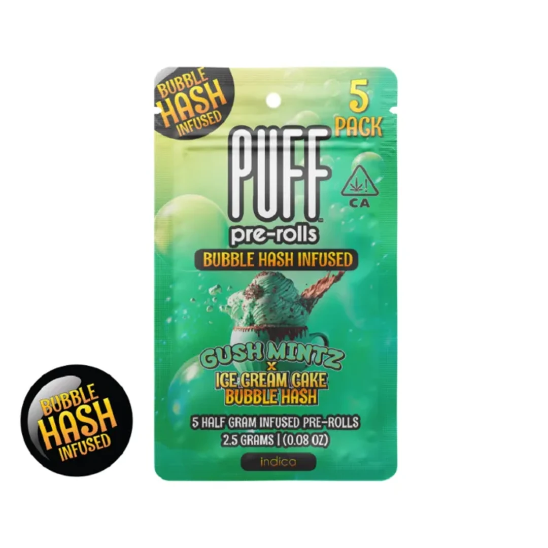 BUBBLE HASH PREROLL 5PK [2.5G] GUSH MINTZ X ICE CREAM CAKE - 2.5 G - 5 PACK product image