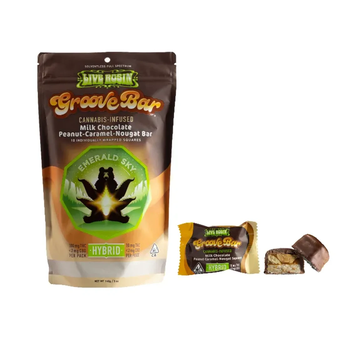 GROOVEBAR LIVE ROSIN PEANUT-CARAMEL NOUGAT BAR 10PK [100MG] MILK CHOCOLATE HYBRID - 100 MG - 10 PACK product image