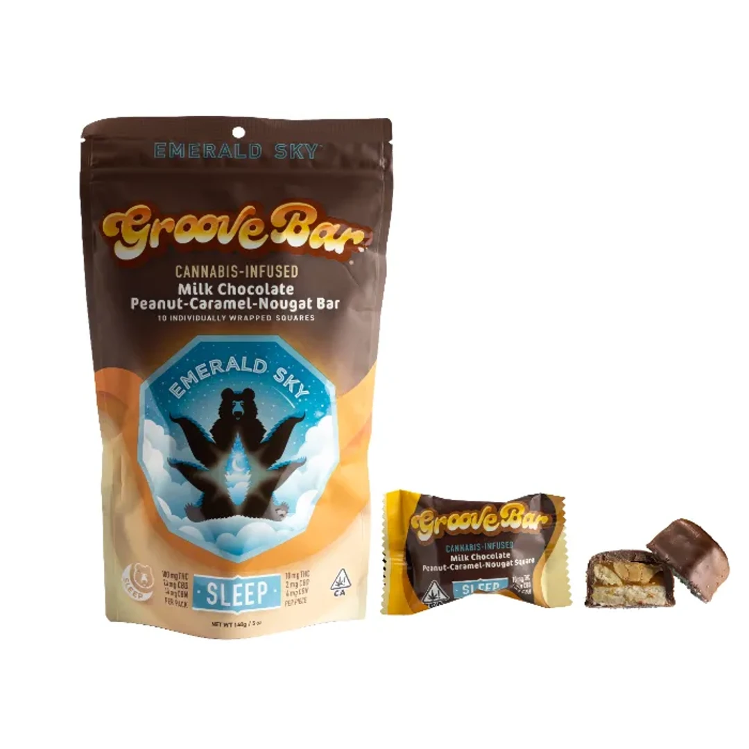 GROOVEBAR PEANUT-CARAMEL NOUGAT BAR 10PK [100MG] MILK CHOCOLATE SLEEP - 100 MG - 10 PACK