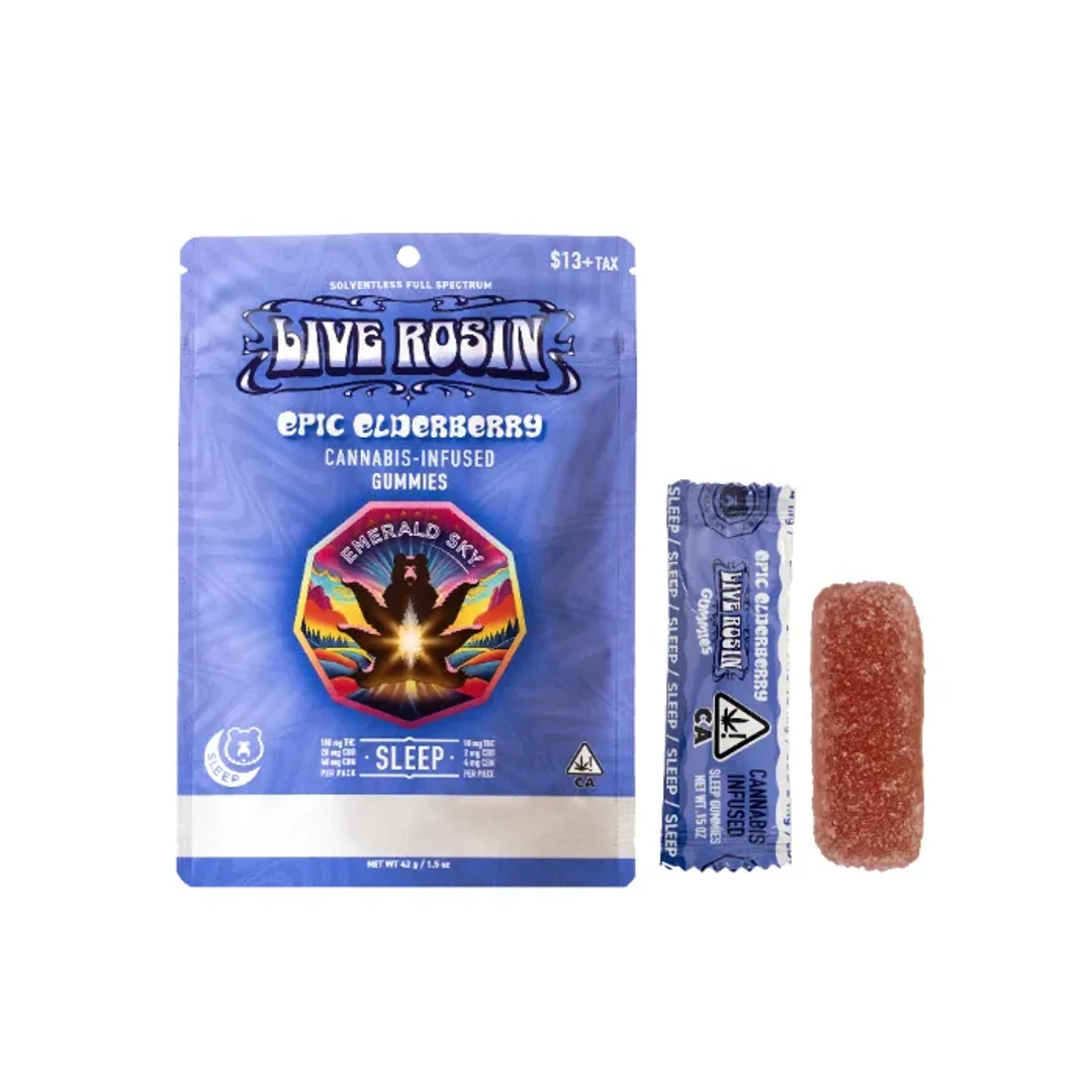 LIVE ROSIN GUMMIES 10PK [100MG] 10:2:4 THC/CBD/CBN SLEEP EPIC ELDERBERRY - 100 MG - 10 PACK product image