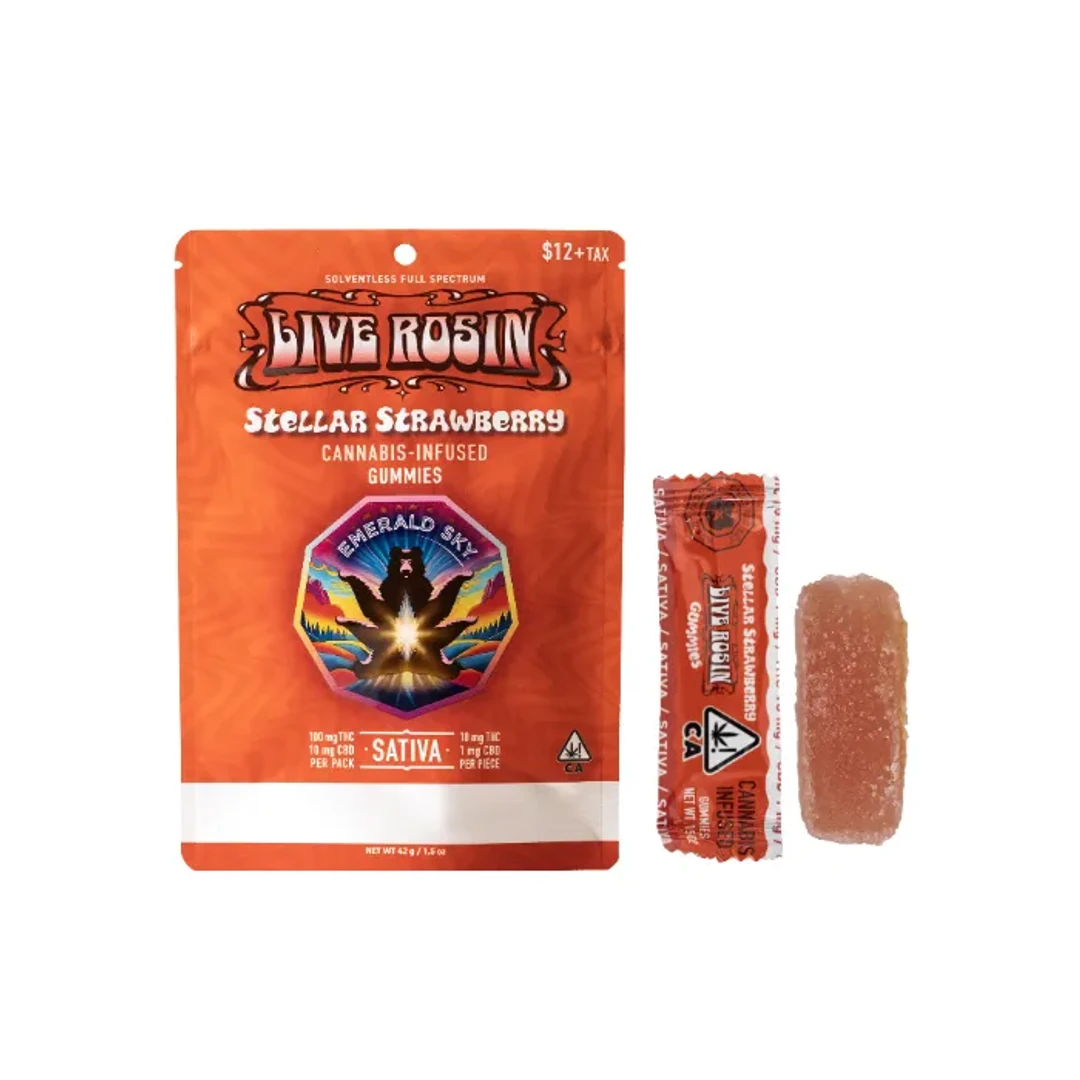 LIVE ROSIN GUMMIES 10PK [100MG] STELLAR STRAWBERRY - 100 MG - 10 PACK product image