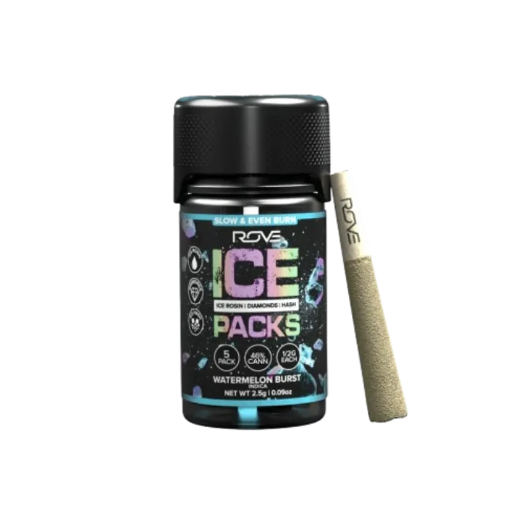 ICE PACK ROSIN DIAMOND HASH INFUSED PREROLL 5PK [2.5G] WATERMELON BURST - 2.5 G - 5 PACK
