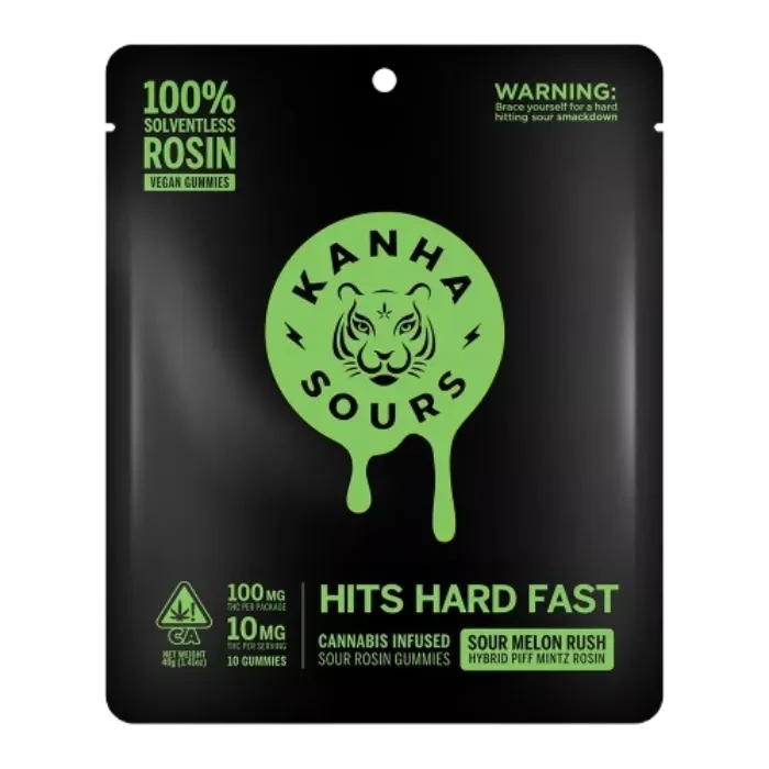 SOUR MELON RUSH SOLVENTLESS ROSIN GUMMY 10 PACK 100MG