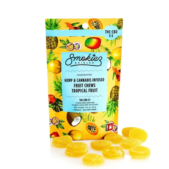 FRUIT CHEWS 10PK [100MG] 1:1 CBD SWEET TROPICAL - 100 MG - 10 PACK product image