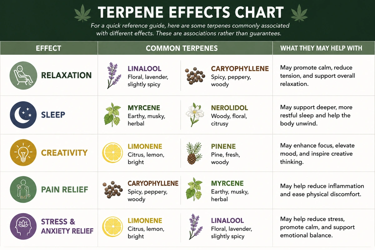 terpenes effects chart to use when choosing cannabis concentrates