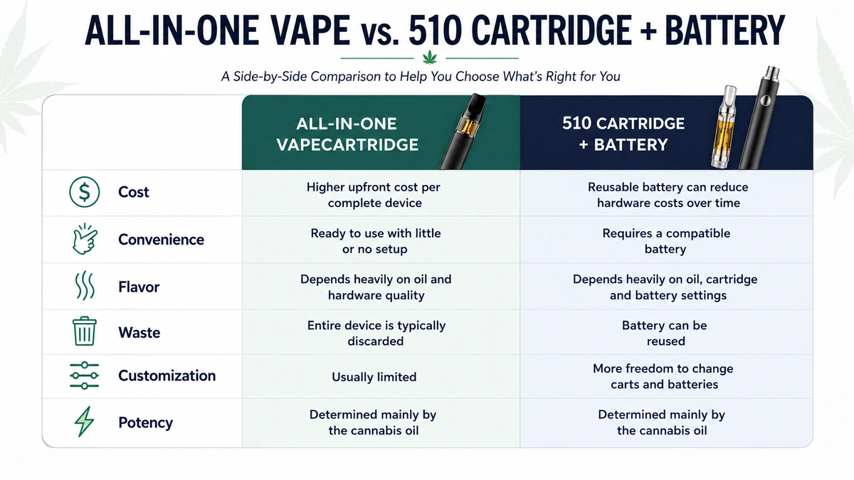 comparison chart of disposable weed vapes