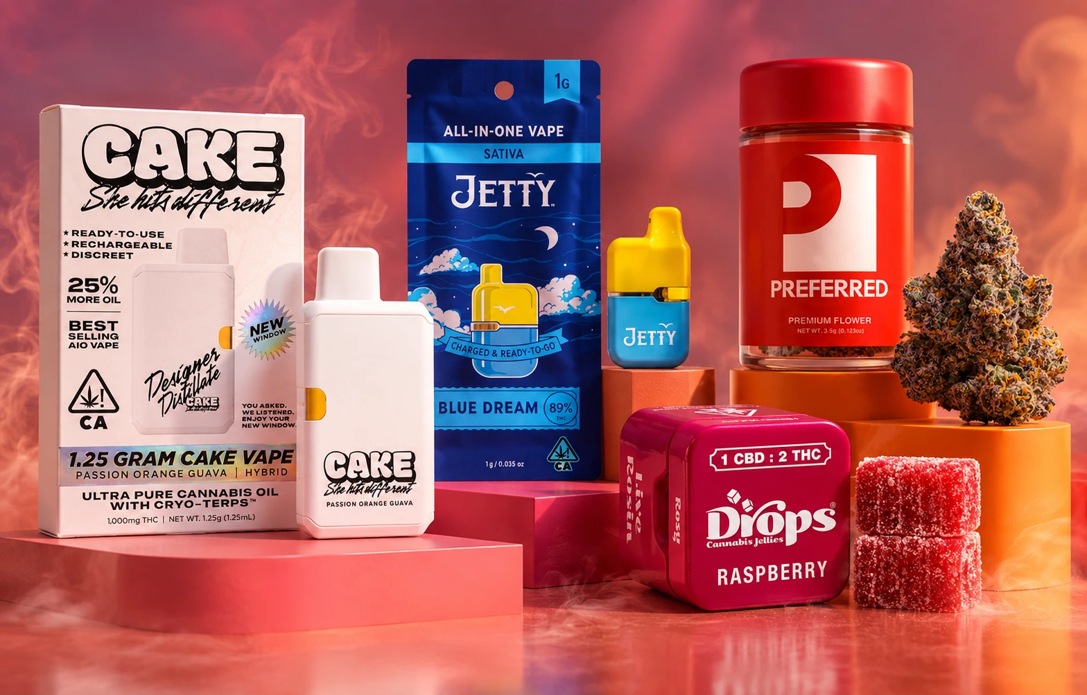 a variety of cannabis products available at embarc