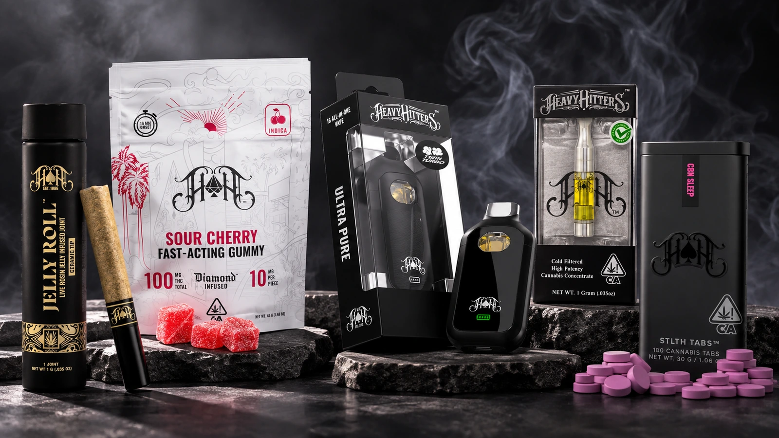 selection of heavy hitters cannabis products