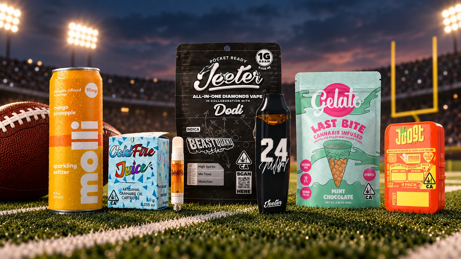 selection of football season weed products