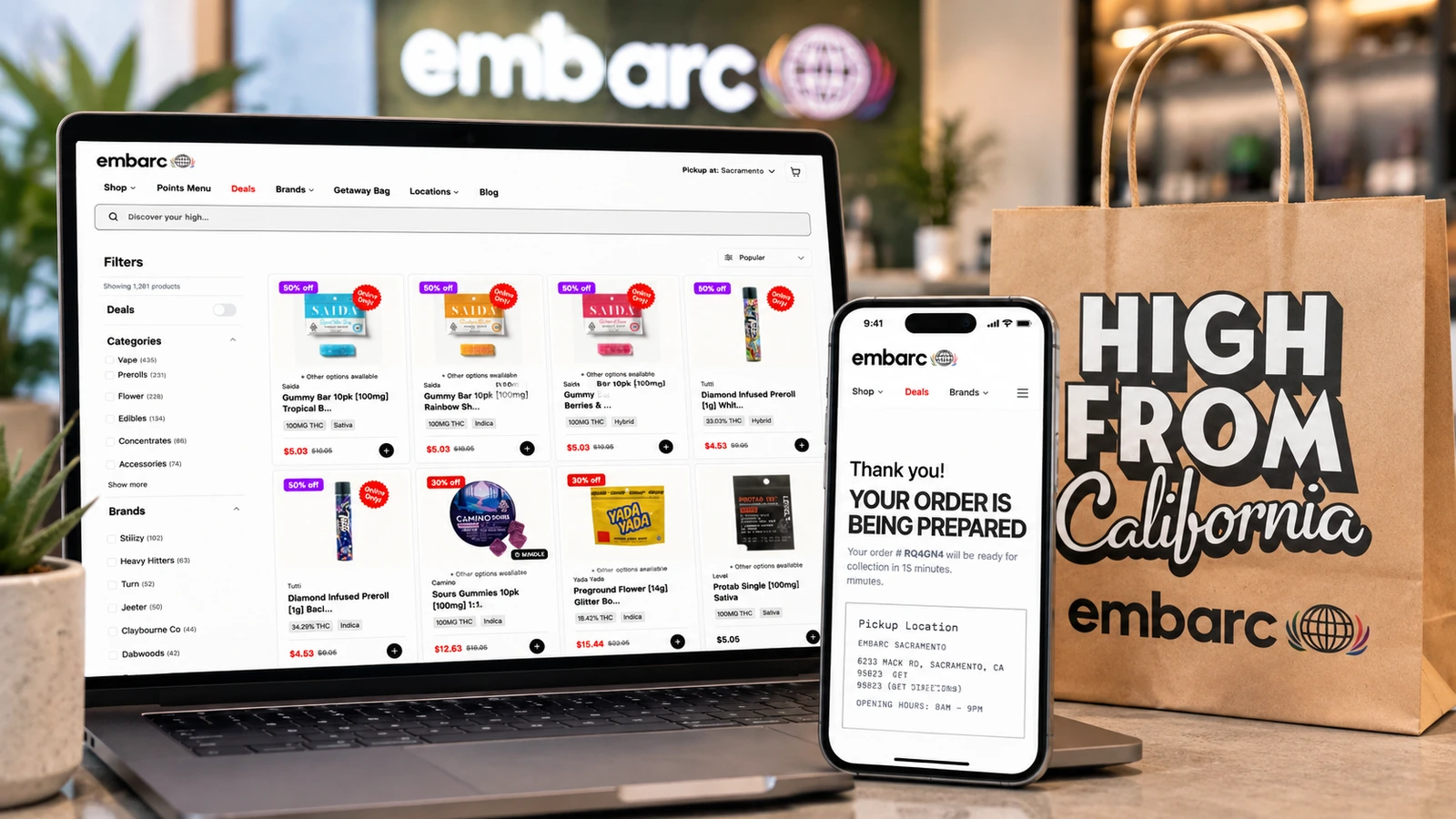 embarc website and bag for how to buy weed online