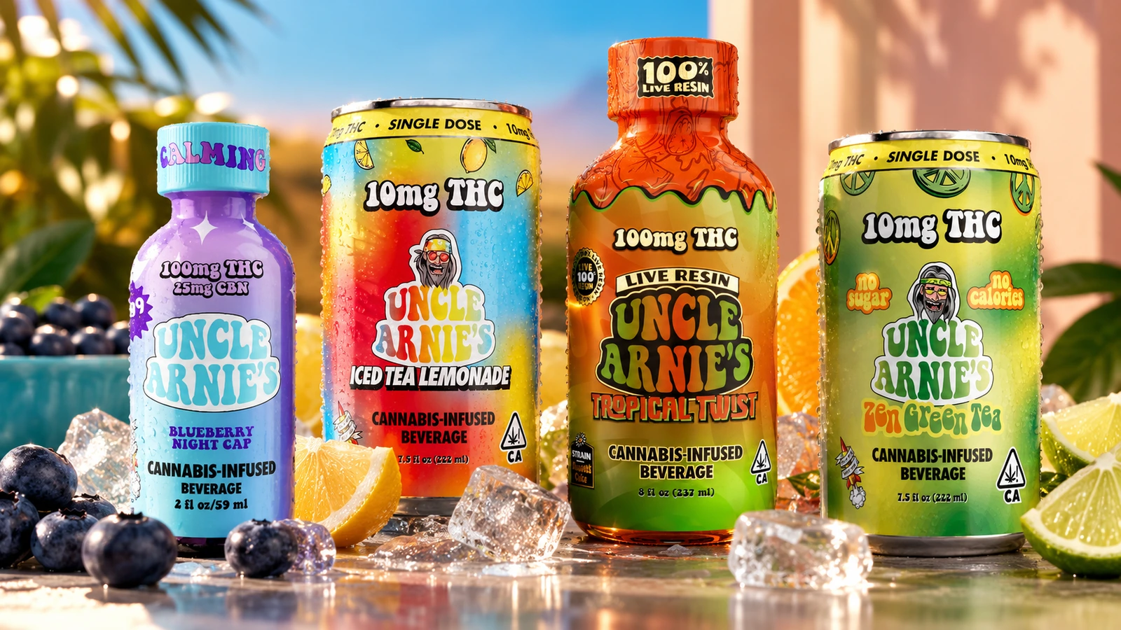 selection of uncle arnies thc drinks