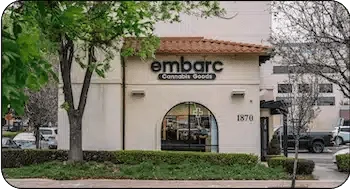 Redwood City dispensary interior showing cannabis products and displays
