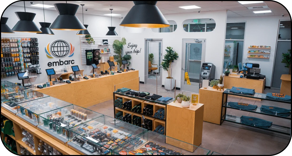Tracy dispensary interior showing cannabis products and displays