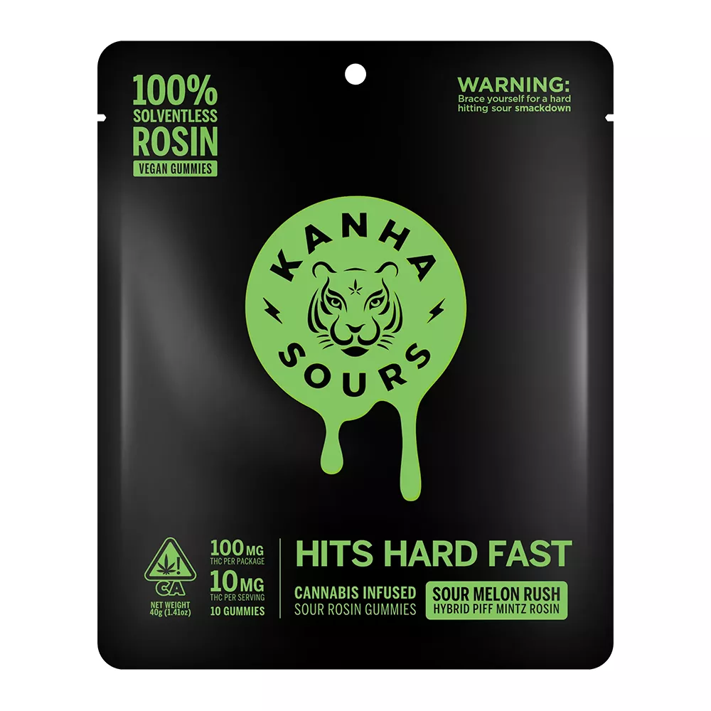 SOUR MELON RUSH SOLVENTLESS ROSIN GUMMY 10 PACK 100MG
