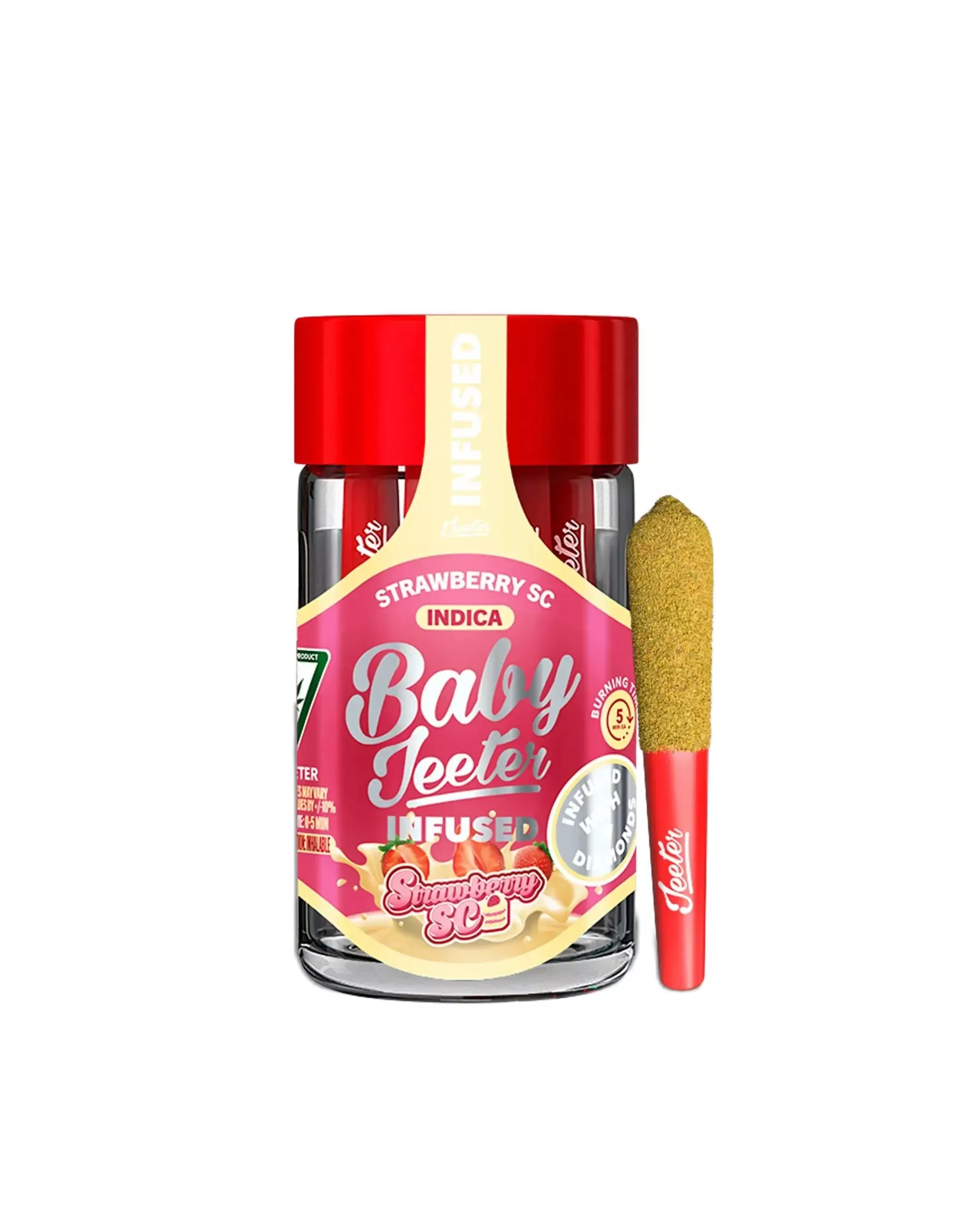 BABY JEETER INFUSED PREROLL 5PK [2.5G] STRAWBERRY SC - 2.5 G - 5 PACK