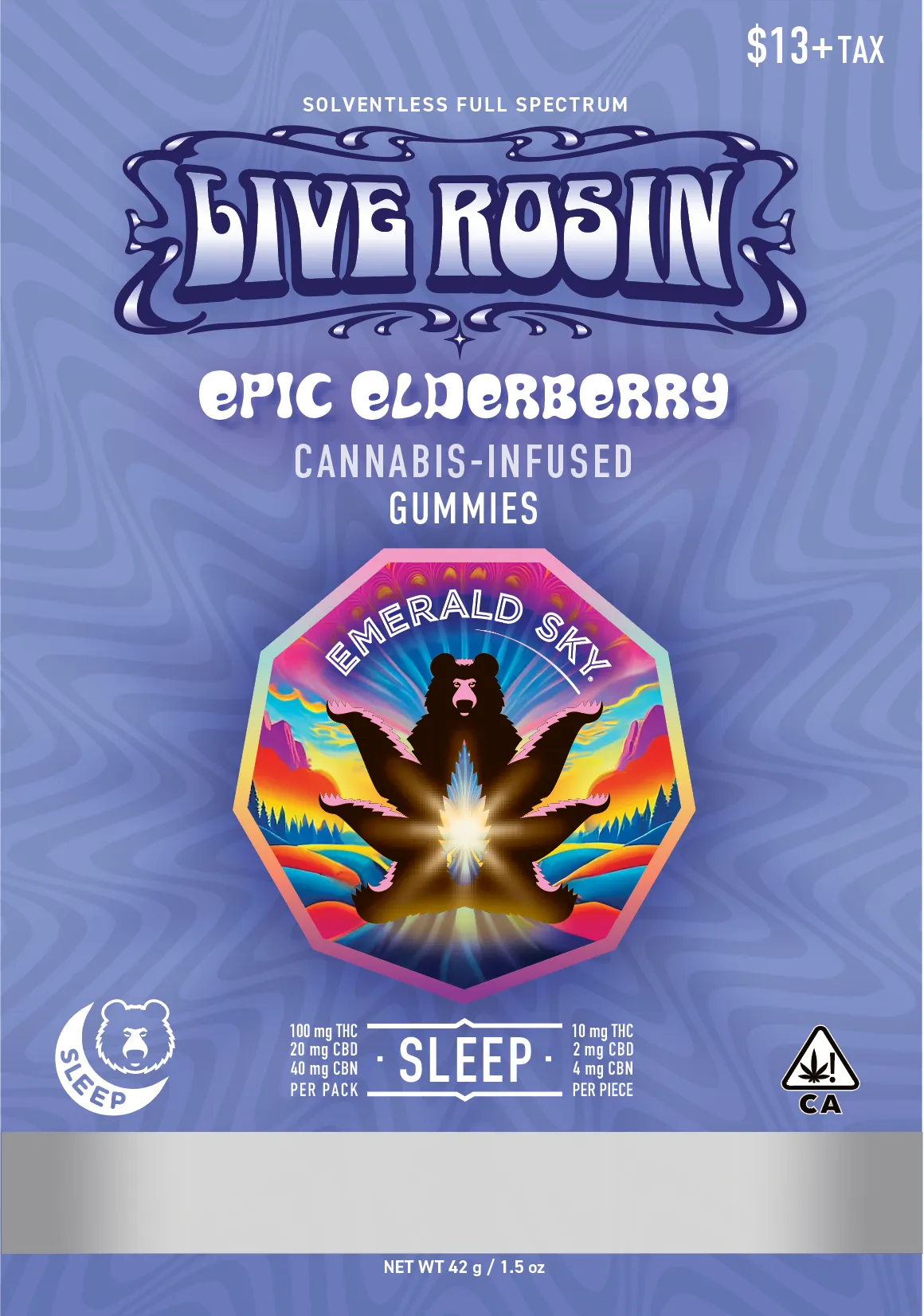 LIVE ROSIN GUMMIES 10PK [100MG] 10:2:4 THC/CBD/CBN SLEEP EPIC ELDERBERRY - 100 MG - 10 PACK product image