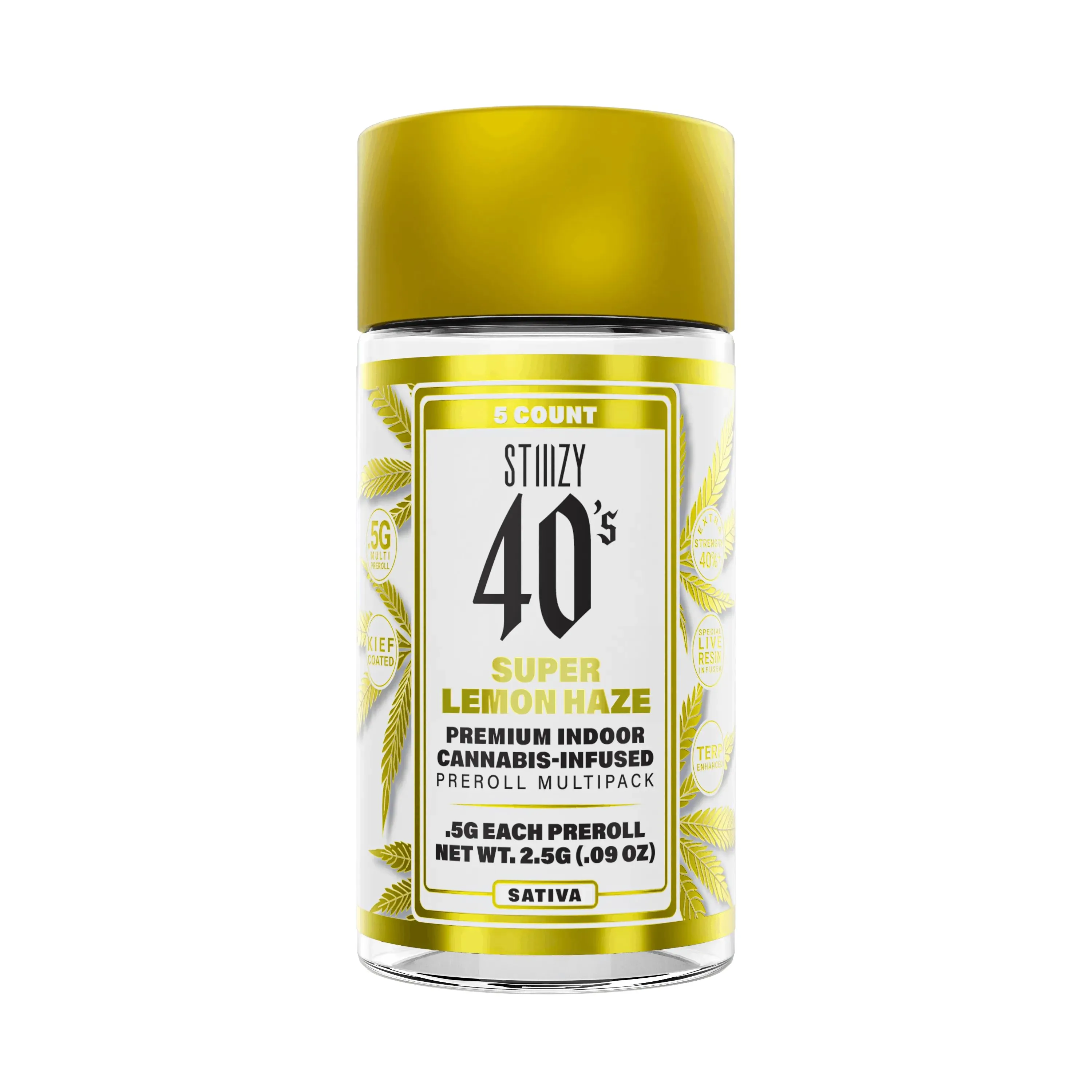 INFUSED 40'S PREROLL 5PK [2.5G] SUPER LEMON HAZE - 2.5 G - 5 PACK