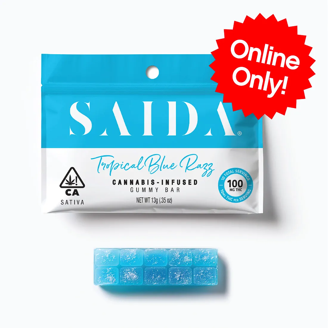 GUMMY BAR 10PK [100MG] TROPICAL BLUE RAZZ - 100 MG - 10 PACK product image
