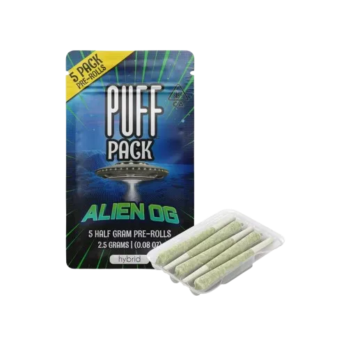 PUFF PREROLL 5PK [2.5G] ALIEN OG - 2.5 G - 5 PACK 2.5G