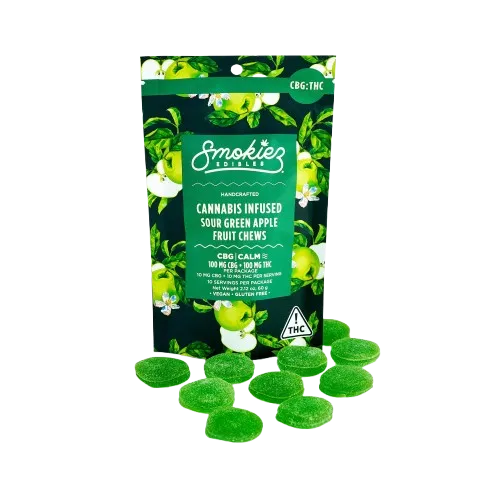 FRUIT CHEWS 10PK [100MG] CBG SOUR GREEN APPLE - 100 MG - 10 PACK product image