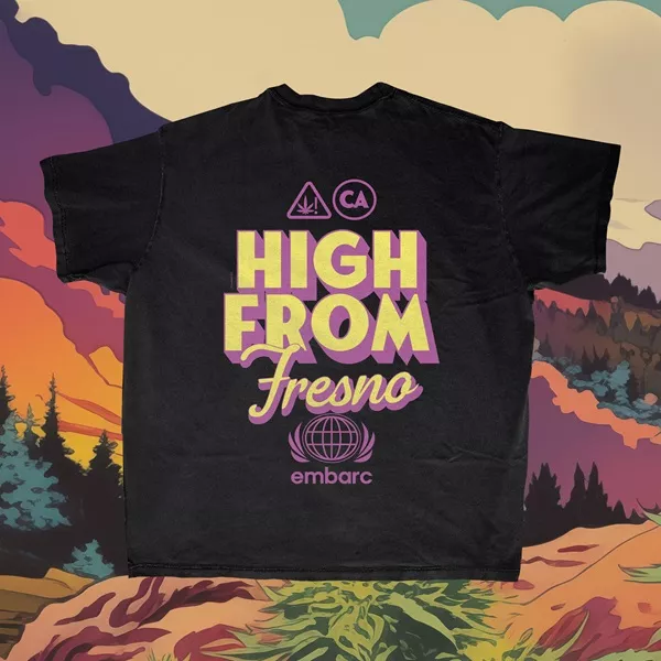 HIGH FROM FRESNO PREMIUM T-SHIRT SHORT SLEEVE VINTAGE BLACK [2XL]