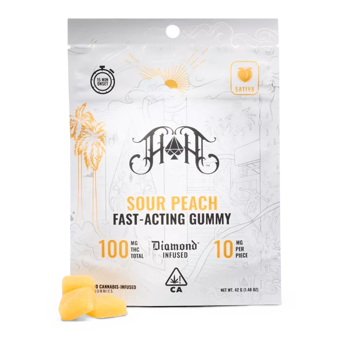 FAST ACTING GUMMIES 10PK [100MG] SOUR PEACH product image