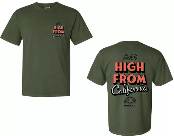 HIGH FROM CALI PREMIUM T-SHIRT SHORT SLEEVE GREEN [2XL]