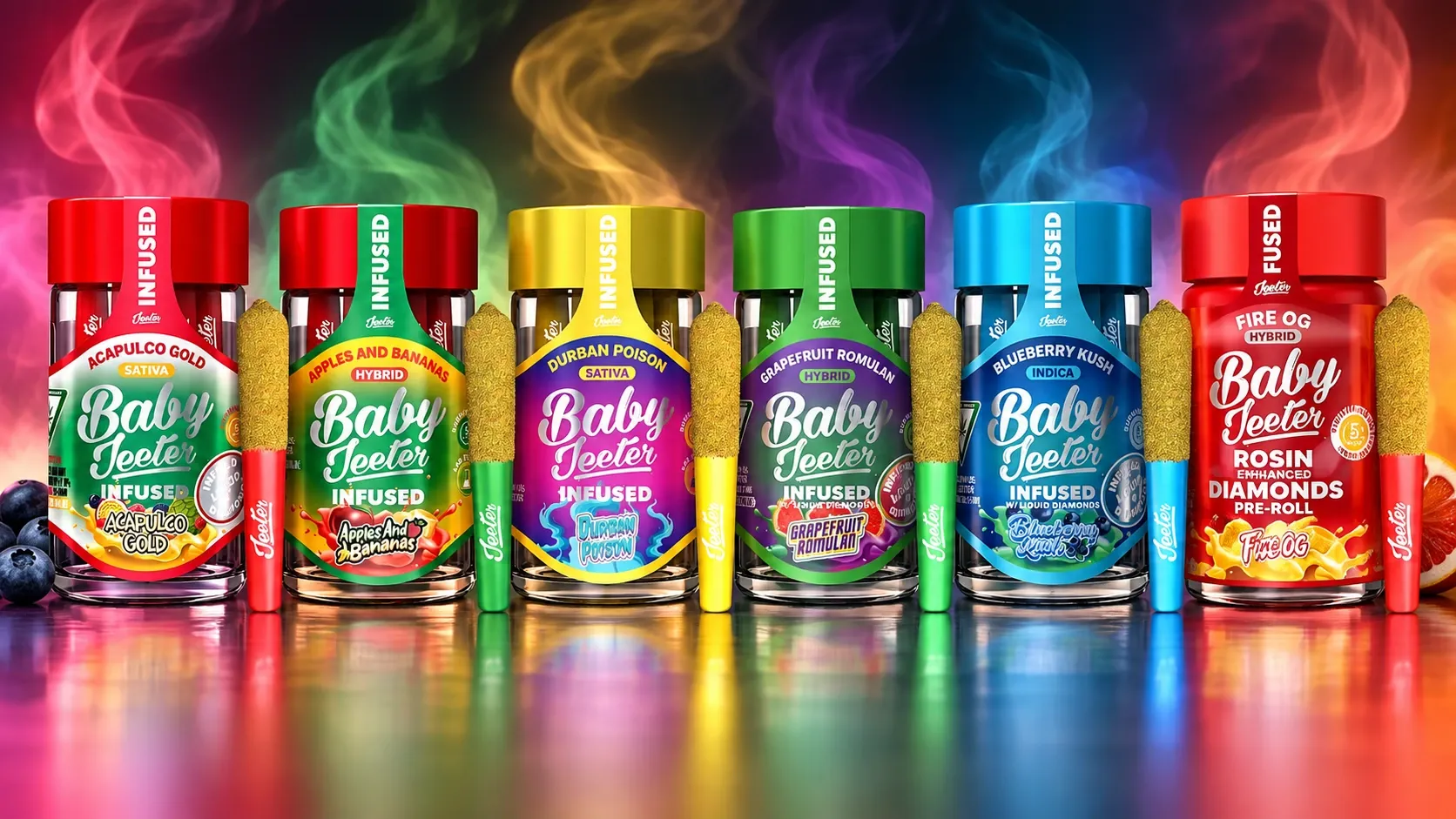 lineup of baby jeeter prerolls