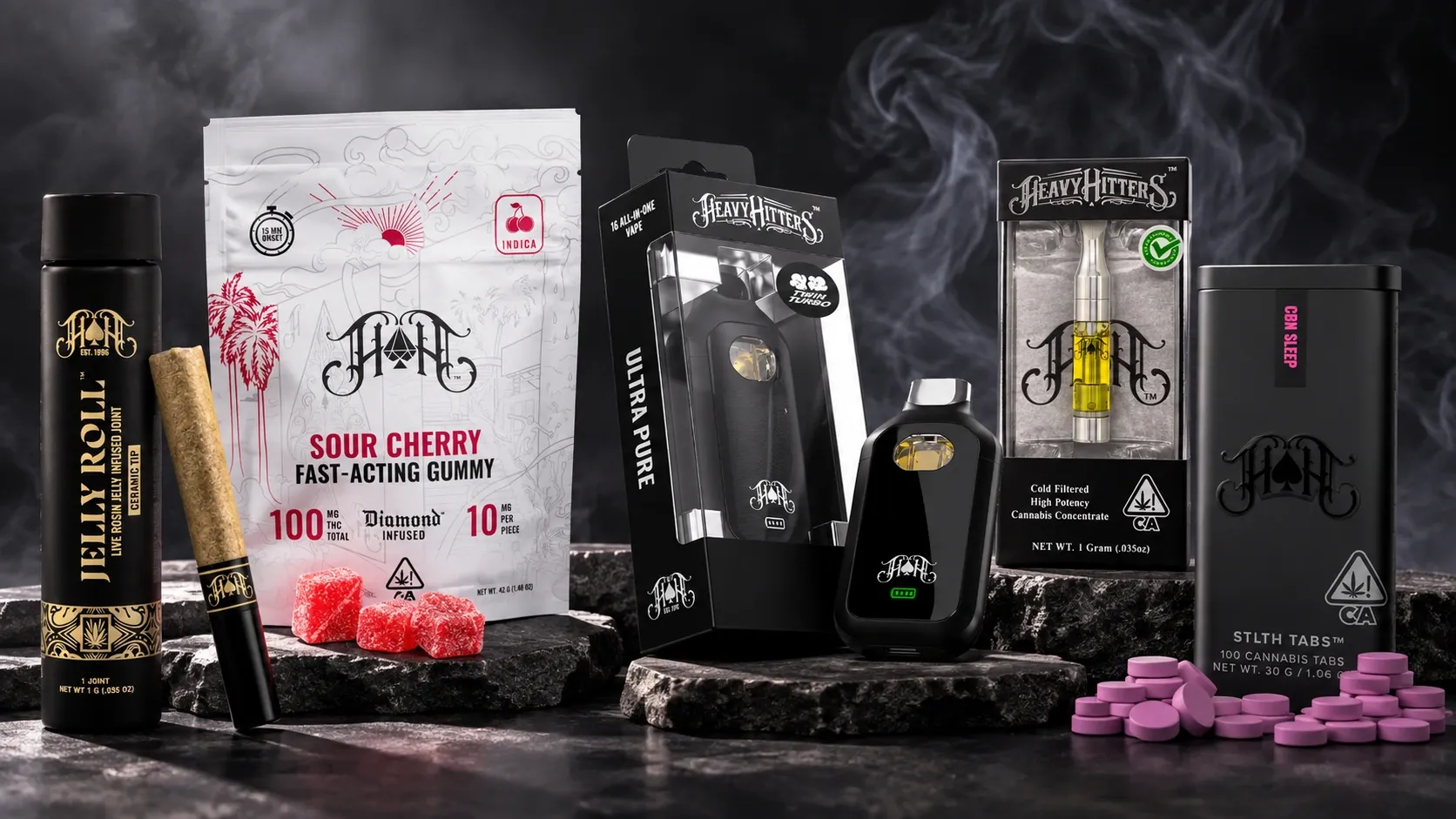 selection of heavy hitters cannabis products