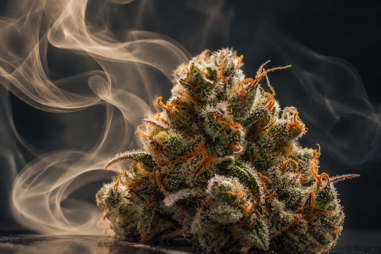 sour diesel cannabis nug with smoke