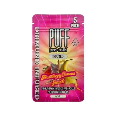 DIAMOND INFUSED PREROLL 5PK [2.5G] STRAWBERRY BANANA SMASH - 2.5 G - 5 PACK
