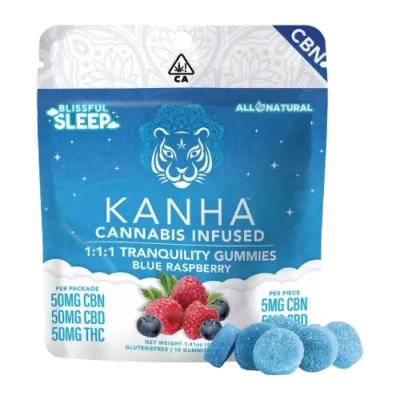 Blue Raspberry Gummy 1:1:1 CBN:THC:CBD 10 Pack 50MG