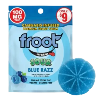 SOUR BLUE RAZZ CUT TO DOSE GUMMY SINGLE 100MG