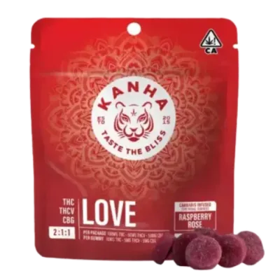RASPBERRY ROSE LOVE NANO GUMMY 2:1:1 THC:THCV:CBG 10 PACK 100MG