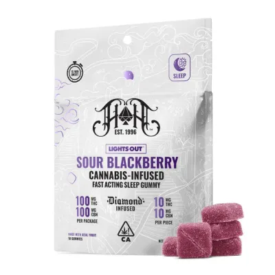 FAST ACTING GUMMIES 10PK [100MG] 1:1 THC:CBN SOUR BLACKBERRY - 100 MG - 10 PACK