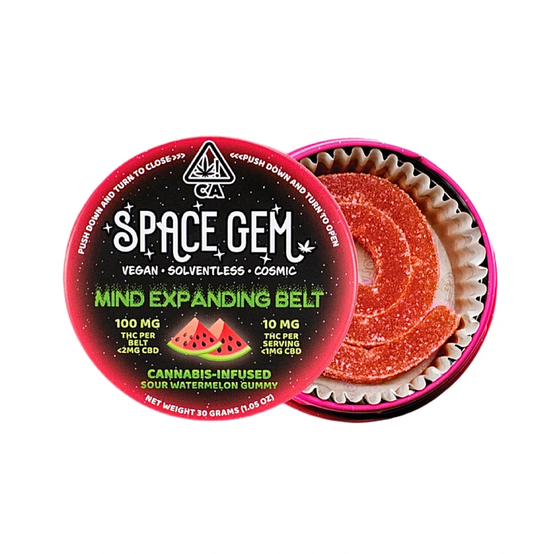 Sour Watermelon Solventless Gummy Belt Single 100MG