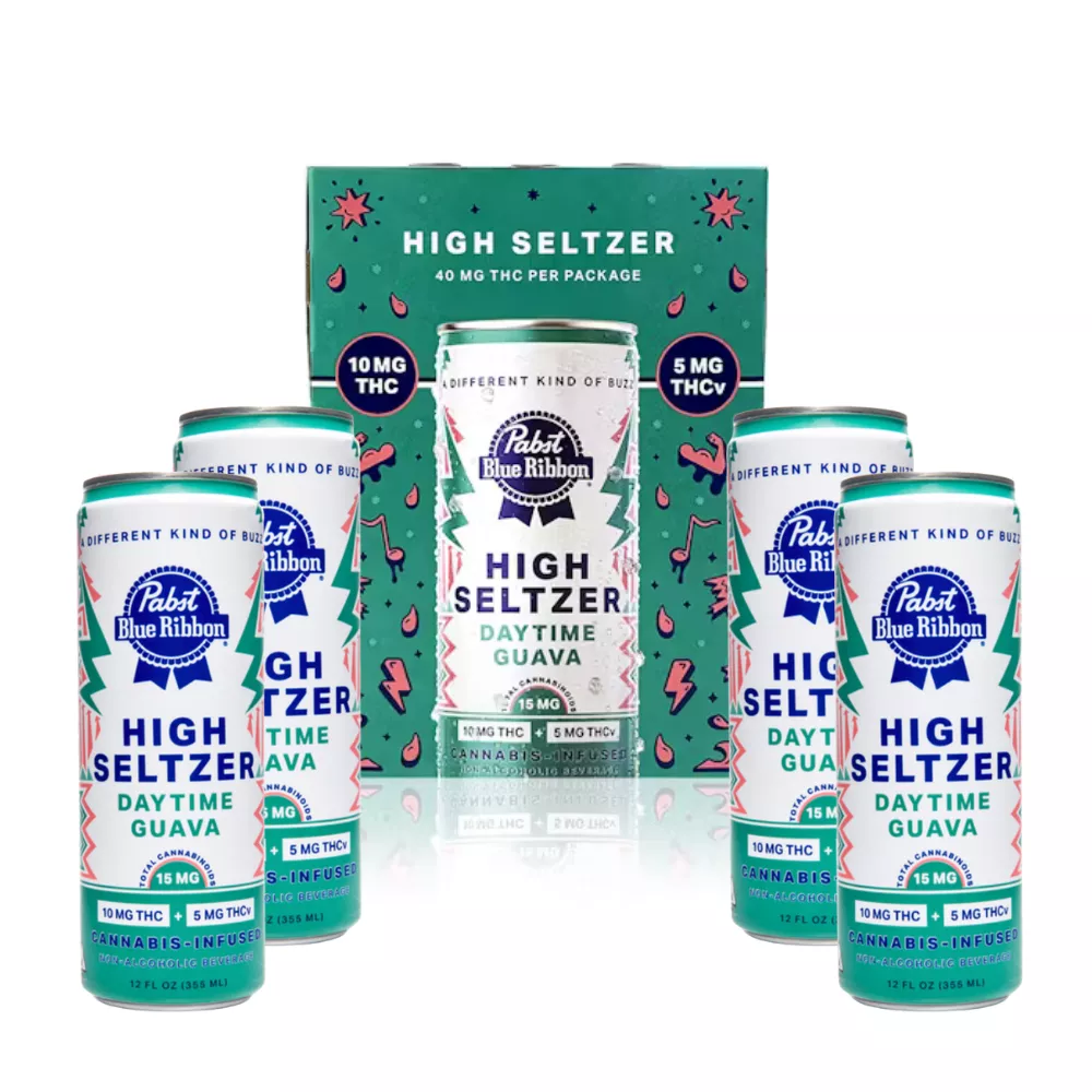 HIGH SELTZER 12FLOZ 4PK [60MG] 2:1 THC:THCV DAYTIME GUAVA product image