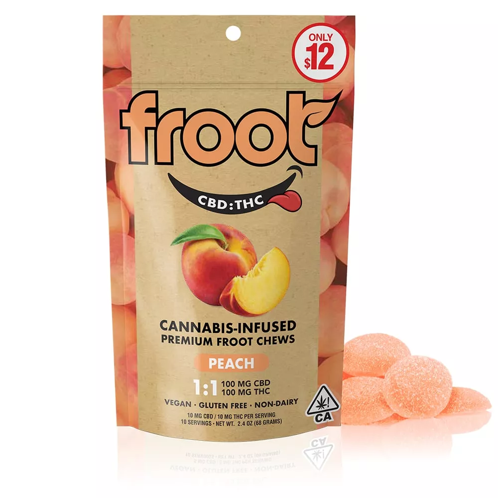 PEACH 1:1 CBD:THC GUMMIES - 100 mg